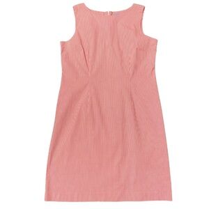 Emma James Women’s Shift Dress Micro Gingham Check Sleeveless sz 16 Coral Pink